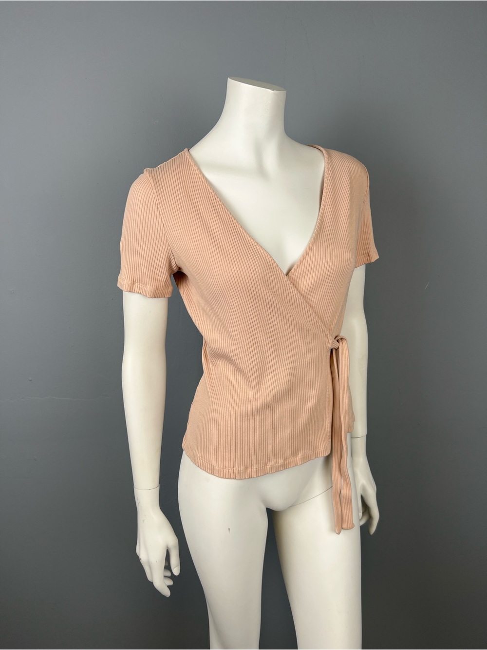 Babaton Women's Wrap Ribbed Top in Blush